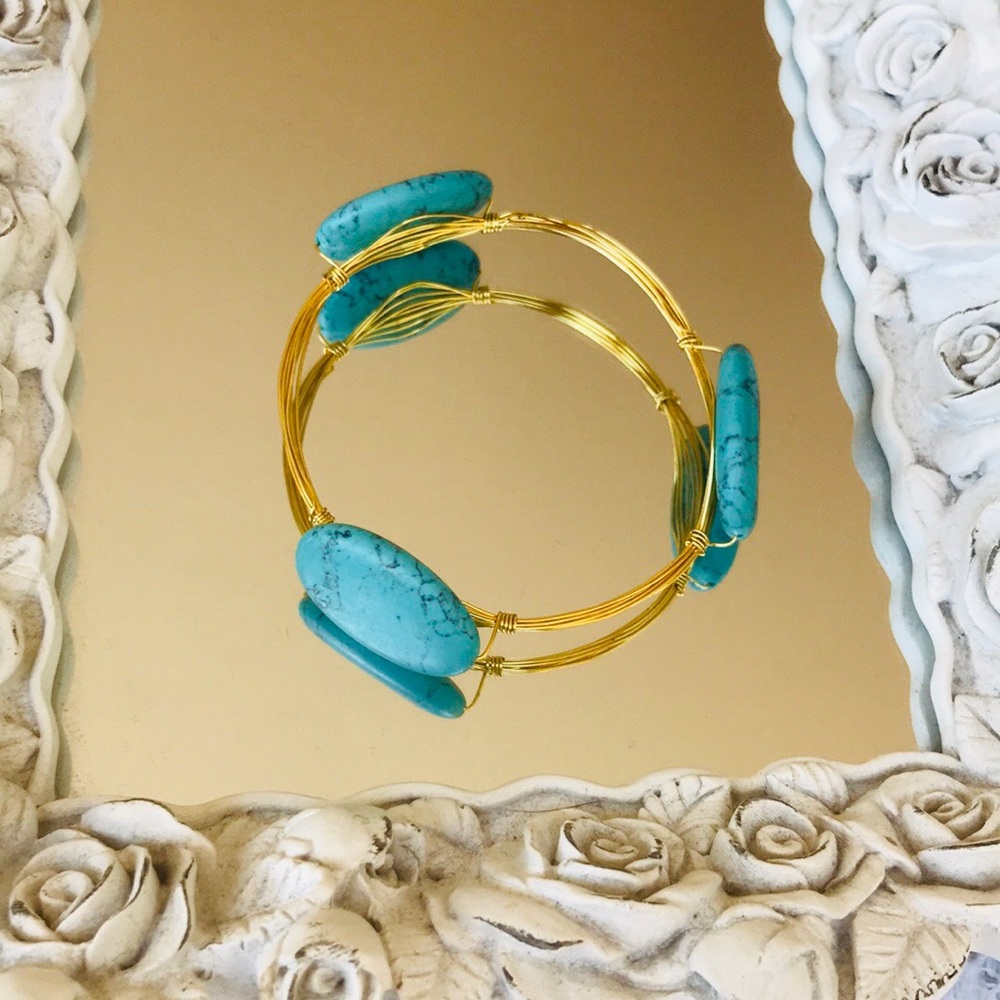 Mosaic Sky Aqua Bangle Bracelet